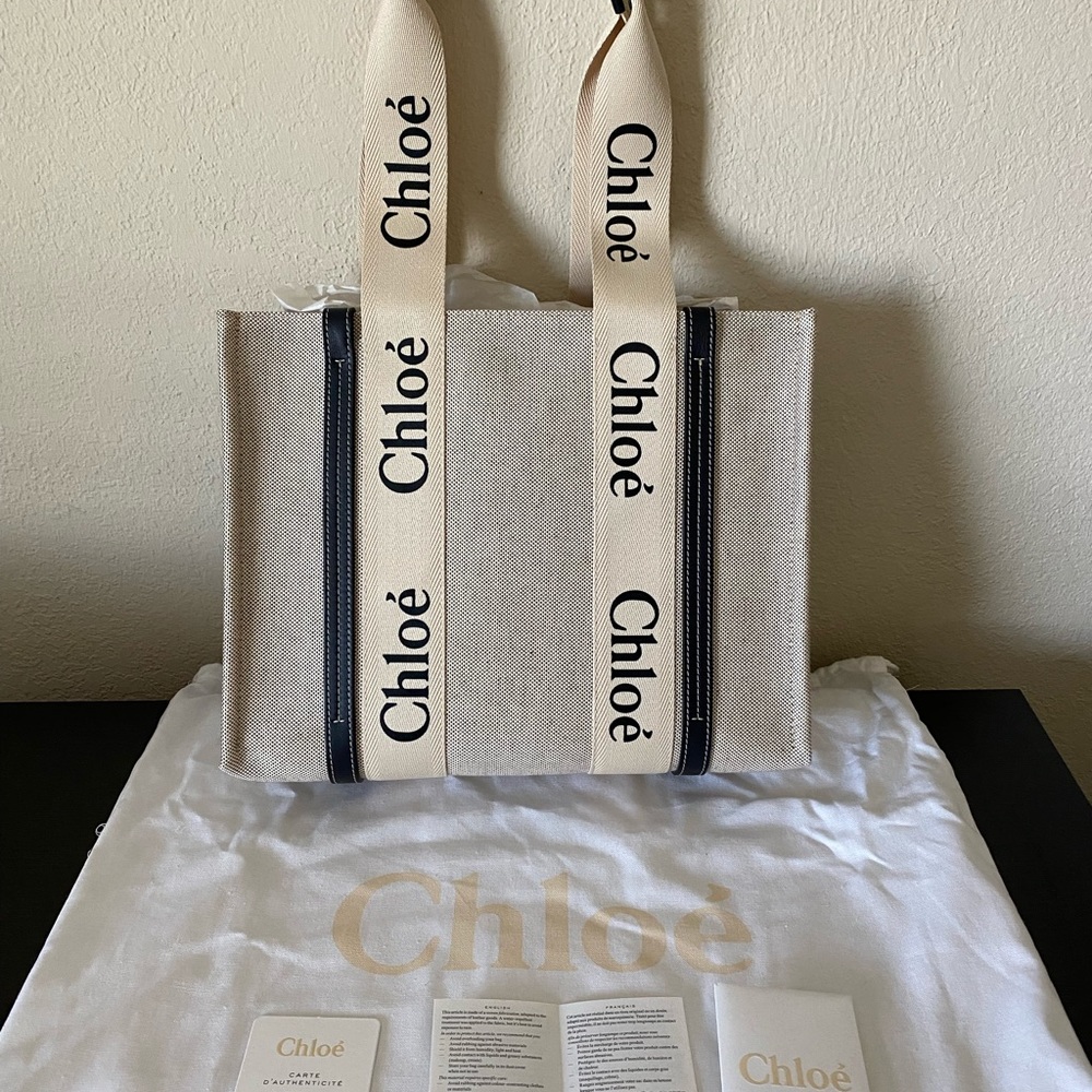 Woody medium leather-trimmed cotton-canvas tote - Picture 2 of 16